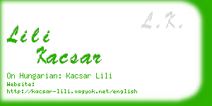 lili kacsar business card